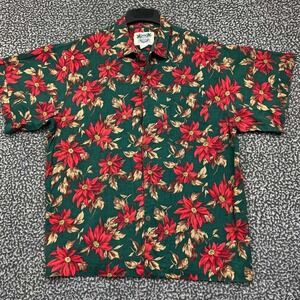 Tropical Shirt Men XL Hawaiian Floral Button Up Short Sleeve Cotton Collared